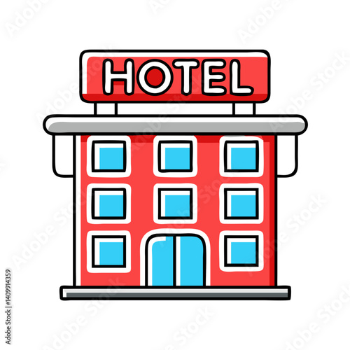 Hotel building icon symbolizing tourism and accommodation.