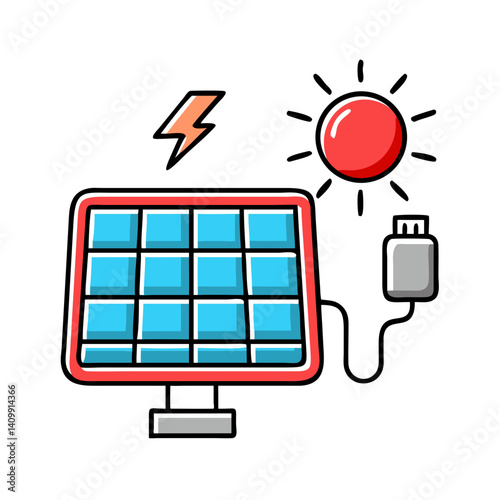 Solar panel absorbing sunlight, clean energy concept.