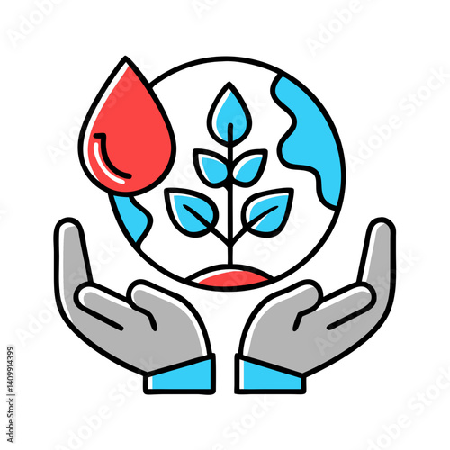 Water and planet in hands promoting global environmental care.