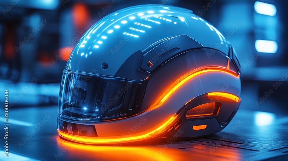 Fototapeta premium Futuristic helmet with illuminated accents