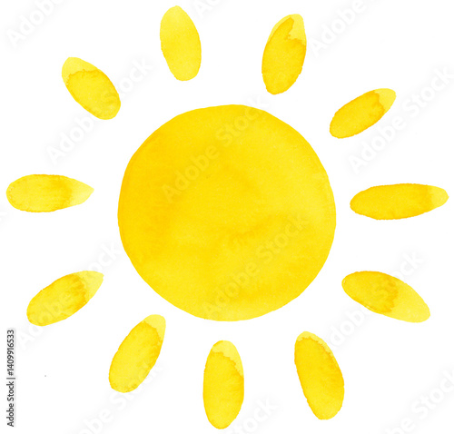 Yellow Sunshine Watercolor Whimsical Style