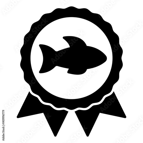 Fishing award solid icon, fishery product quality concept. Vector graphics. Fisher man sign on white background, glyph style mobile or design.