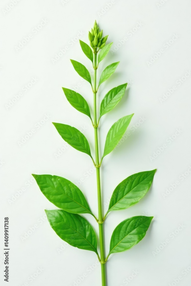 Fototapeta premium Delicate green plant isolated on white background, nature, single bloom, botanical