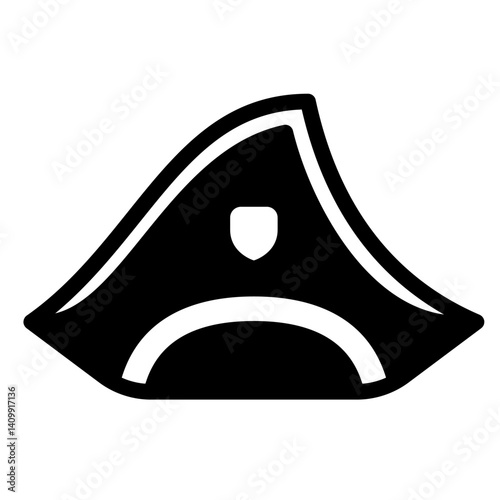Pirate man hat solid icon, sailor headwear concept. Vector graphics. Triangle shaped marine cap sign on white background, glyph style mobile or design.