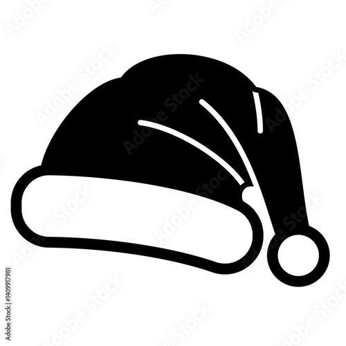 Santa hat solid icon, christmas headweari concept. Vector graphics. Winter hat with bubon sign on white background, glyph style mobile or design.