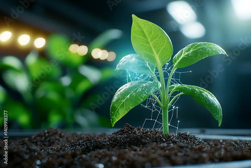 Innovative plant growth using blockchain-supported ai data in sustainable agriculture indoor greenhouse micro perspective future technology.