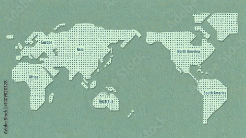 Hand drawn world map on paper background