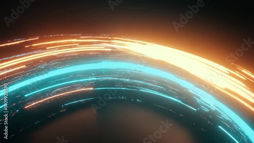 Abstract glowing rings digital art, futuristic design,  background, graphic design element, stock photo