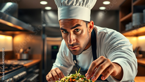 Realistic Kitchen cooking chef adult.