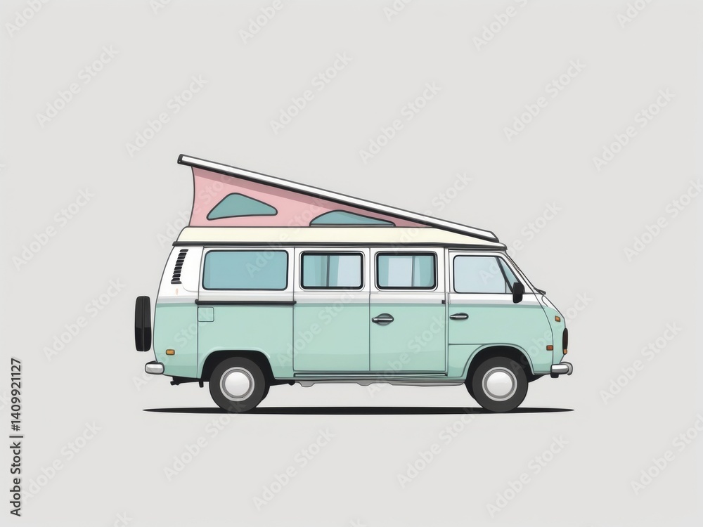 Stylized Camper Van Side View Stylized Camper Van Side View
