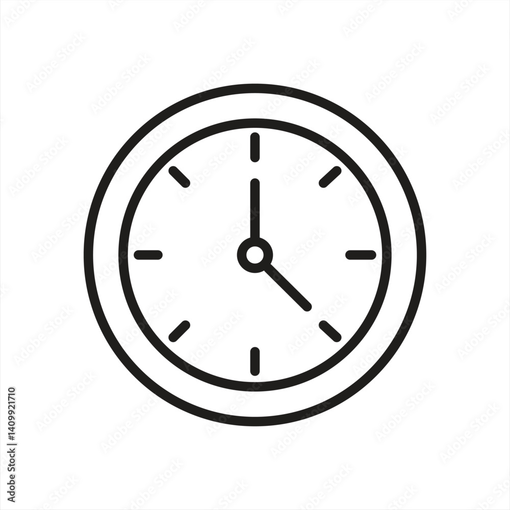 clock line icon vector on white background. clock line icon vector on white background.