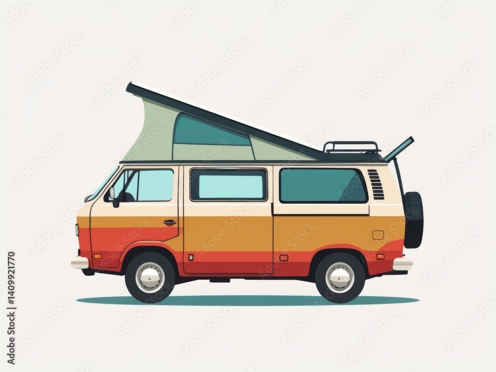 Obraz premium Stylized Camper Van Side View