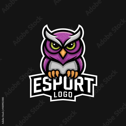 Cool owl mascot logo for esports team. Game avatar with angry expression.
