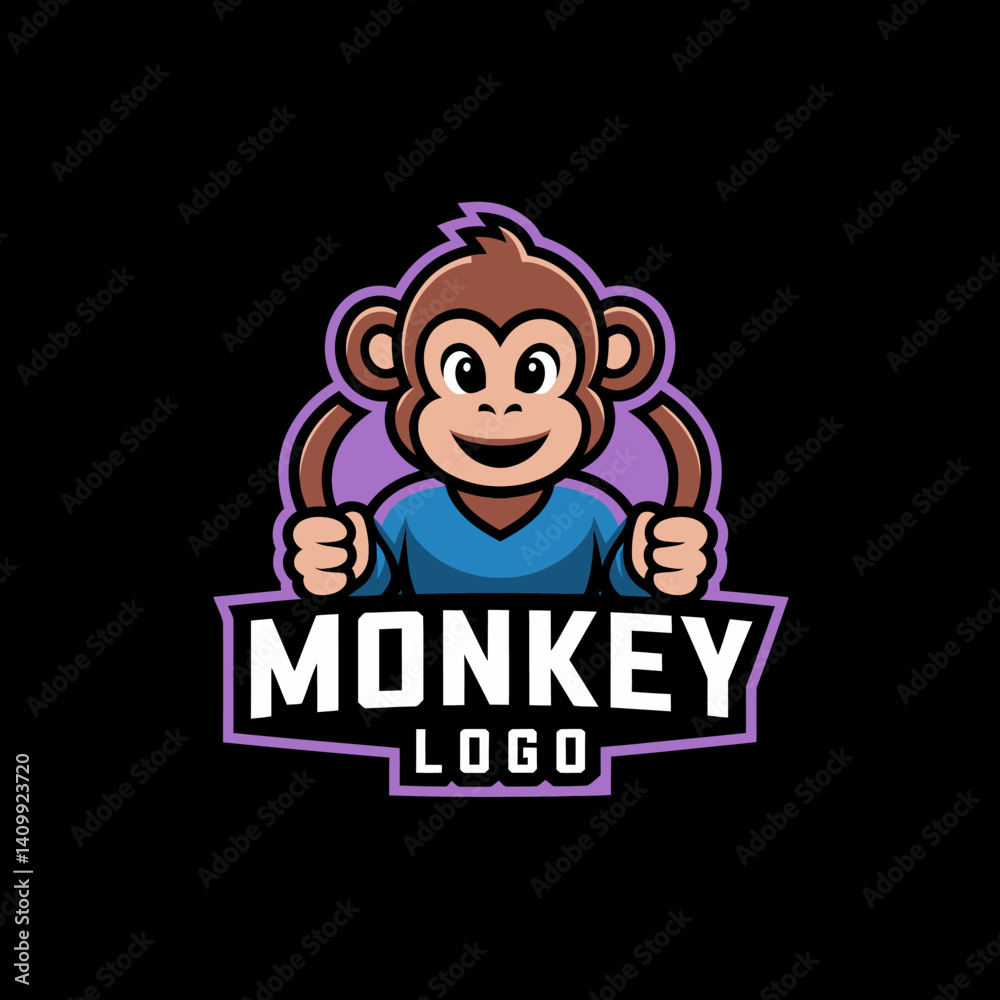 Playful Monkey Cartoon Mascot Logo for Esports, Team, or Brand Identity Playful Monkey Cartoon Mascot Logo for Esports, Team, or Brand Identity