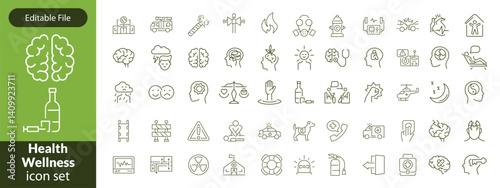 Public health icon set. Containing community health, disease prevention, health protection, medical services, health awareness, hygiene, handwashing and more. Solid vector icons collection.