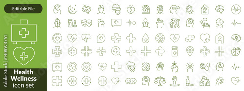 Public health icon set. Containing community health, disease prevention, health protection, medical services, health awareness, hygiene, handwashing and more. Solid vector icons collection.