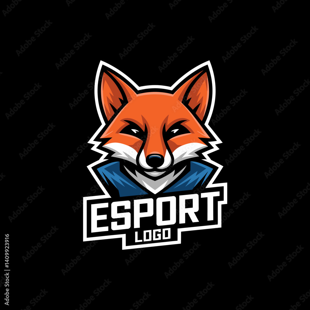 Fox Mascot Logo for Esport Team, Orange Wild Animal Character Fox Mascot Logo for Esport Team, Orange Wild Animal Character