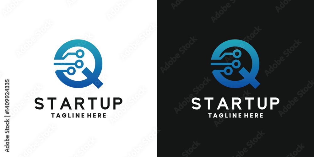 Modern tech startup logo with letter Q Modern tech startup logo with letter Q