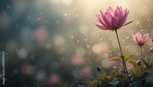 Captivating bloom of lotus flower under soft sunlight serene garden photography nature close-up beauty and tranquility