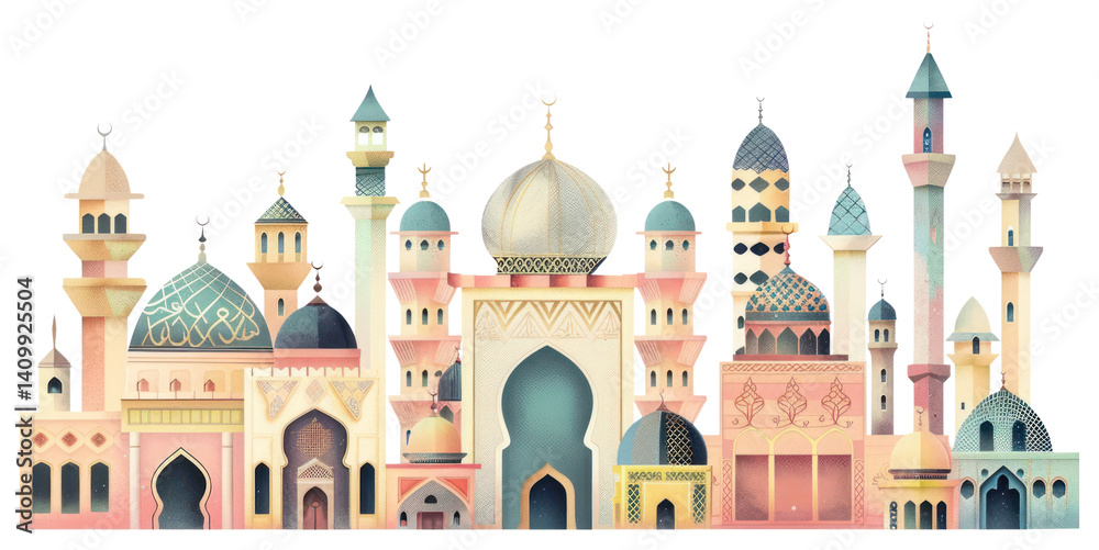 Fototapeta premium PNG Minimal mosque architecture building arched.