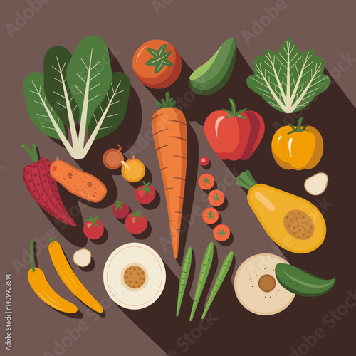 Fresh Vegetable Variety Illustration: Healthy Eating Concept with Diverse Veggies