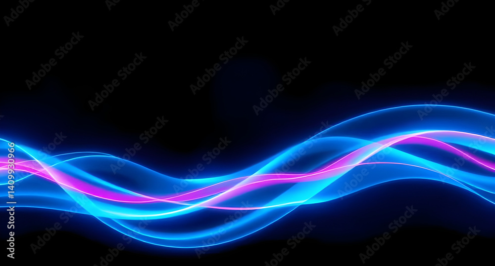 Naklejka premium Glowing Futuristic Lines in Blue and Pink, can be used as Background or Wallpaper