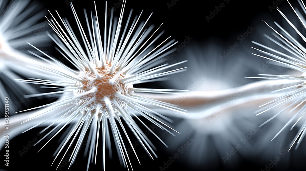 Obraz premium Microscopic View of Spiked Virus Cells Detailed Cellular Structure Medical Research