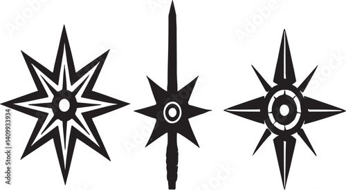 Ninja knife silhouette icon set vector
