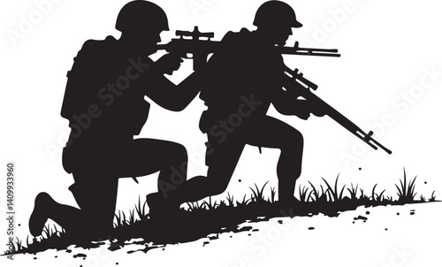 Soldiers Advancing Silhouette – Military Combat Illustration

Tactical Army Team – Black and White Soldier Silhouette Art

Combat Patrol in Motion – Military Operation Graphic
