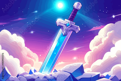 Vector illustration sword monument 