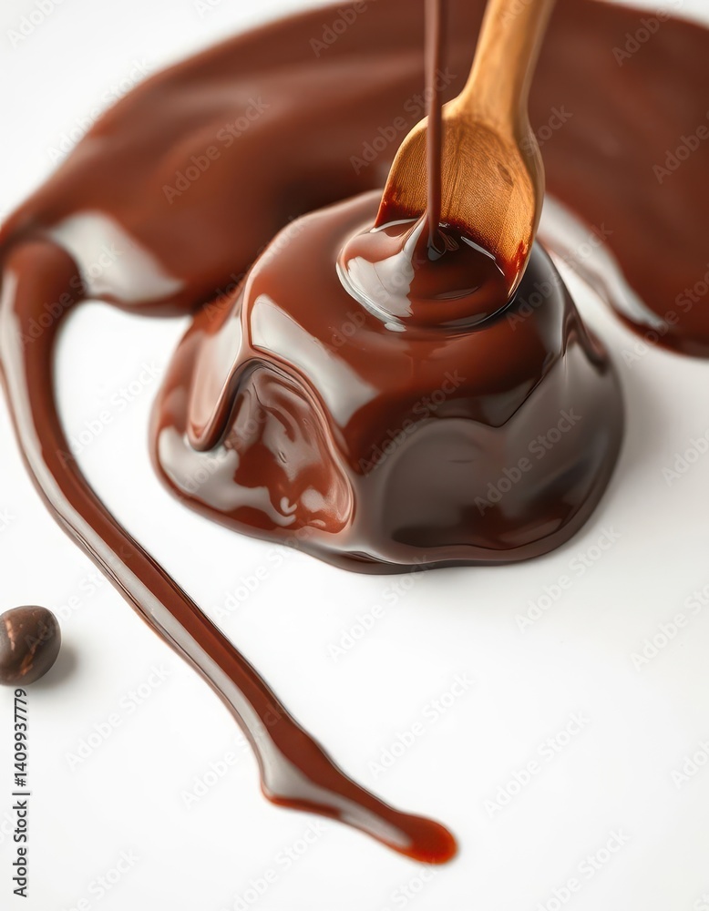 Rich, dark chocolate pudding melting, isolated on white, chocolate, melting Rich, dark chocolate pudding melting, isolated on white, chocolate, melting