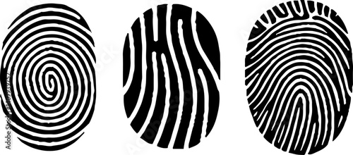 Fingerprint identification collection. Biometric data design. Security system based on thumb lines, vector illustration illustration