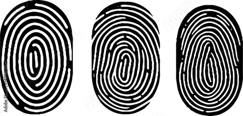 Finger print vector icons set illustration isolated on white background. Security fingerprint authentication vector illustration