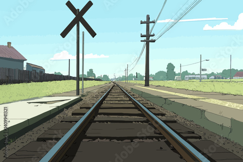 railroad tracks in the countryside