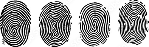 Vector illustration set of four black line fingerprint types on white background. stock illustration. EPS10