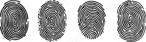 Vector illustration set of four black line fingerprint types on white background. stock illustration. EPS10