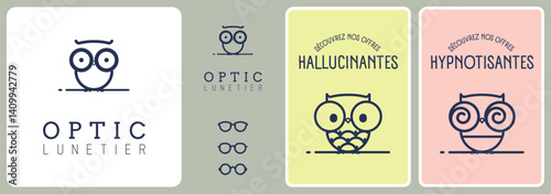 affiche promotion et publicité pour opticien, lunetier, logo, image de marque, affichage, boutique, commerce, vitrine, promotion, réseaux sociaux, web, presse, annonce-presse