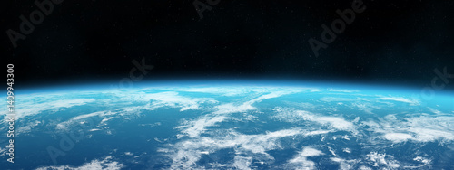 Obraz na płótnie Amazing blue planet Earth with world ocean and clouds in outer space on a starry sky. Planet Earth in space. w salonie