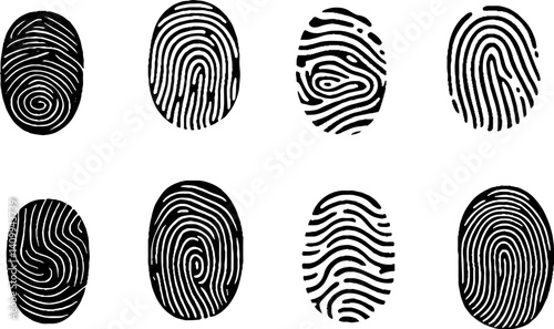 Fingerprint Security Access Authorization Icons illustration. Collection of 8  Fingerprint. Vector