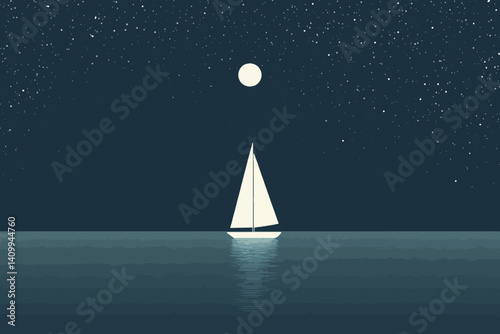 sailing boat in the night