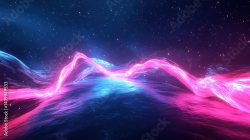 Abstract glowing pink blue lines background