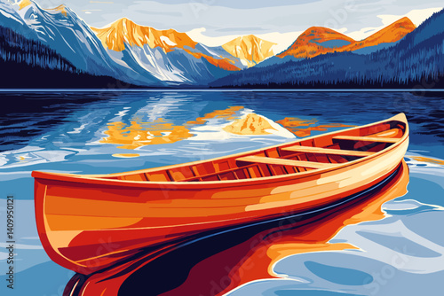 Wooden boat on lake