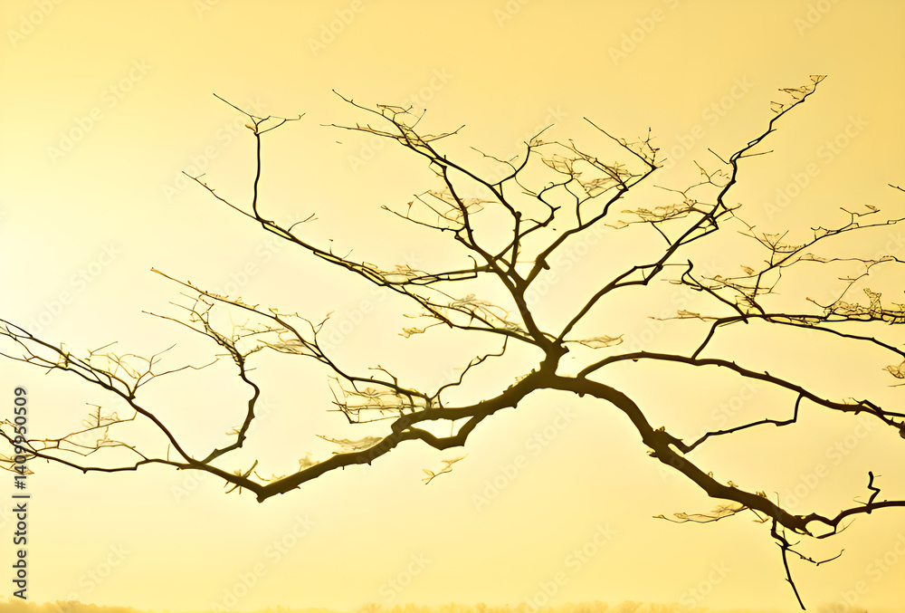 Obraz premium Bare tree branches on a white textured background creating an organic abstract design.generative ai