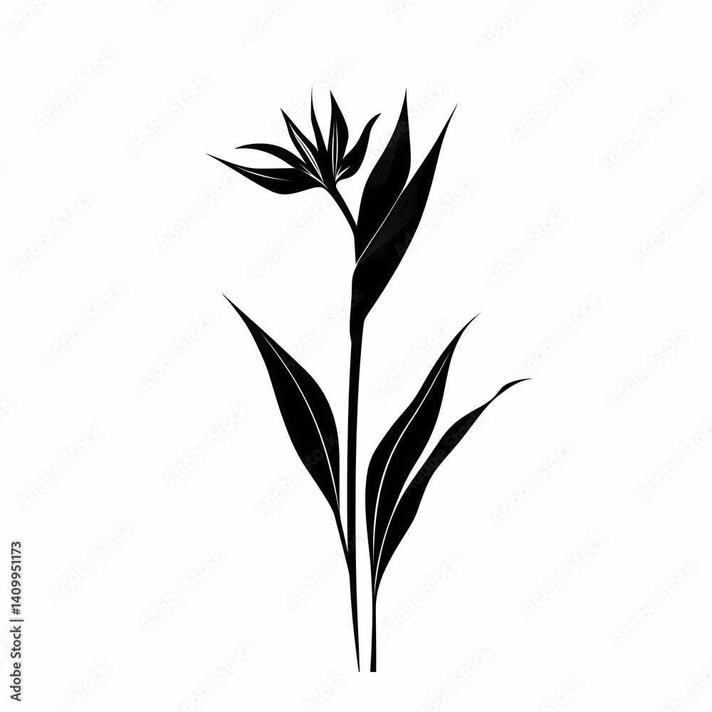 Fototapeta premium Elegant Silhouetted Flower Illustration. Minimalist Botanical Art for Modern Home Decor and Environmental Design