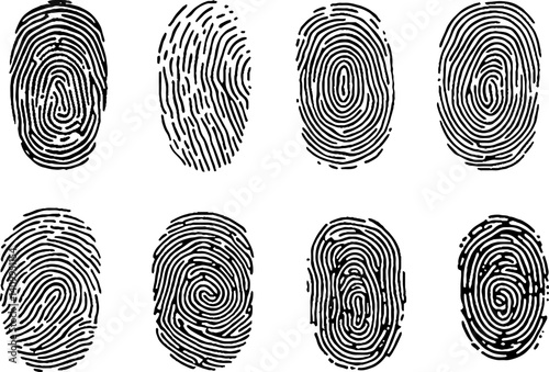 Collection of fingerprints background. Vector geometrical fingerprint scan icons set for mobile and web usage