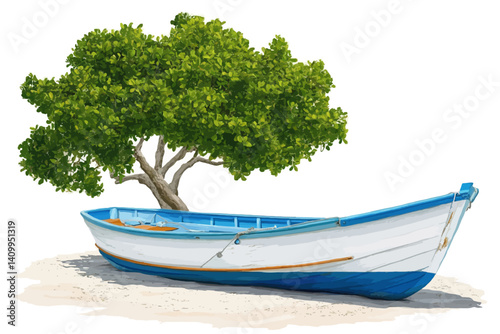 Wooden boat isolated on white 
