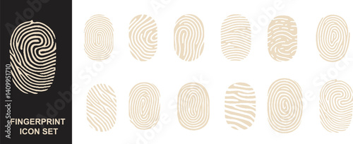 Types of Fingerprint Patterns for Identity Person Security Background. Vector EPS 10