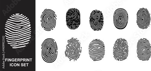  Set of fingerprints of various types illustration. 
