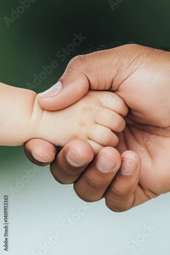 Close-up of a childâ€™s hand in a parentâ€™s hand, symbolizing trust and emotional connection,