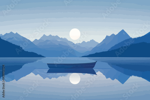 Wooden boat landscape 